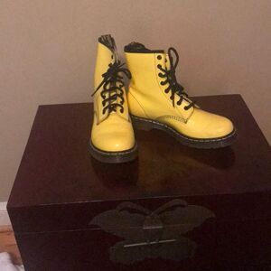 Neon yellow Dr. Martens 1460 Patent Leather
